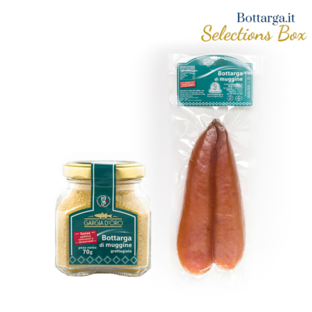 Bottarga selection box con Bottarga di Muggine in vasetto e in Baffa della Blue Marlin